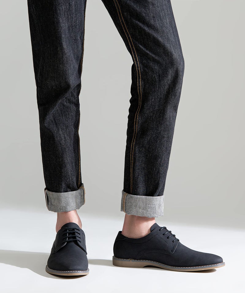 Jousen Dress Shoes for Men Plain Toe Suede Oxfords Lightweight Business Casual Classic Formal Derby Shoes(AMY619 Black 8) - Image 2